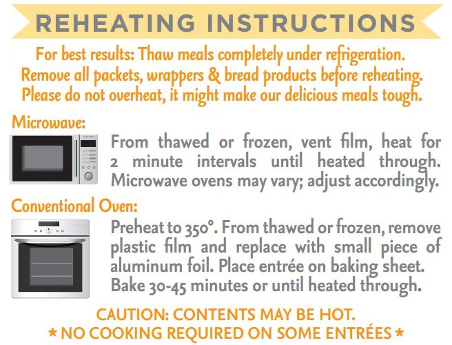 Reheating Instructions... - reheating instructions revised april 2017