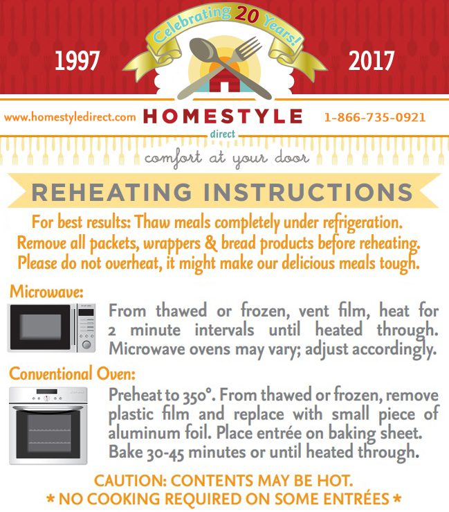 Reheating Instructions... - reheating inst revised april 2017