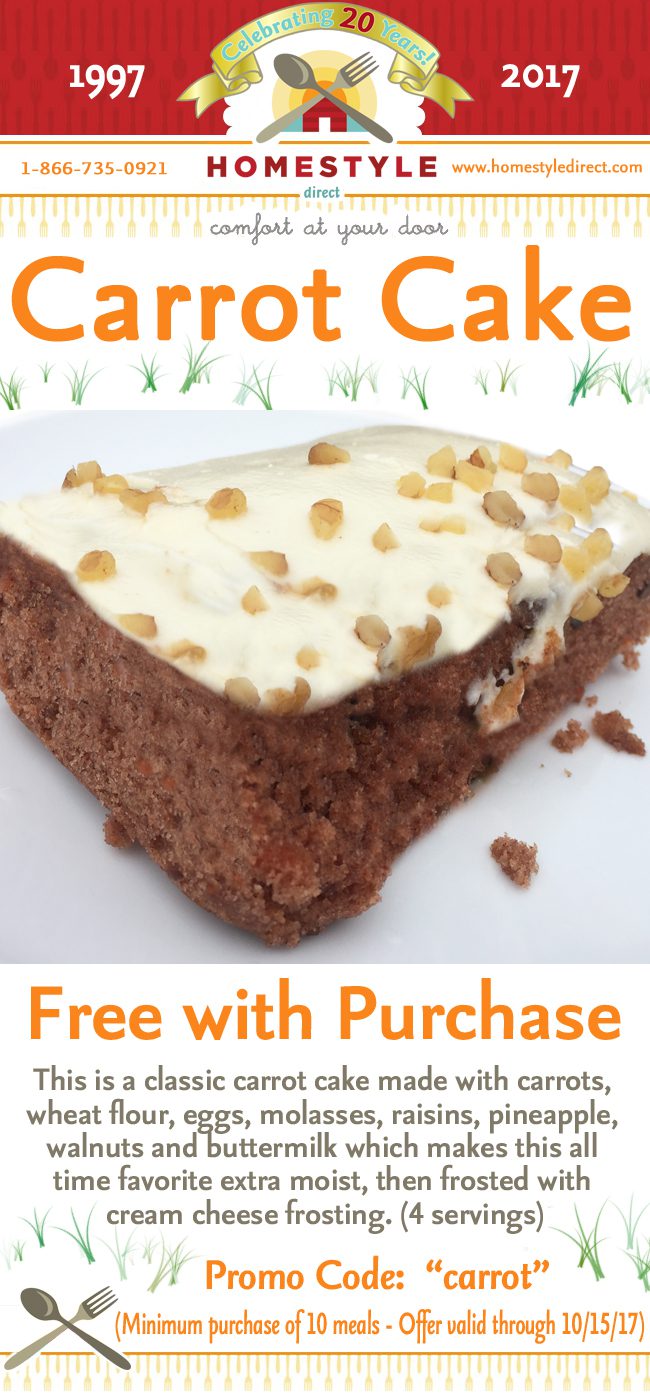 Free Carrot Cake with Direct Pay Purchase... - Carrot Cake Promotion
