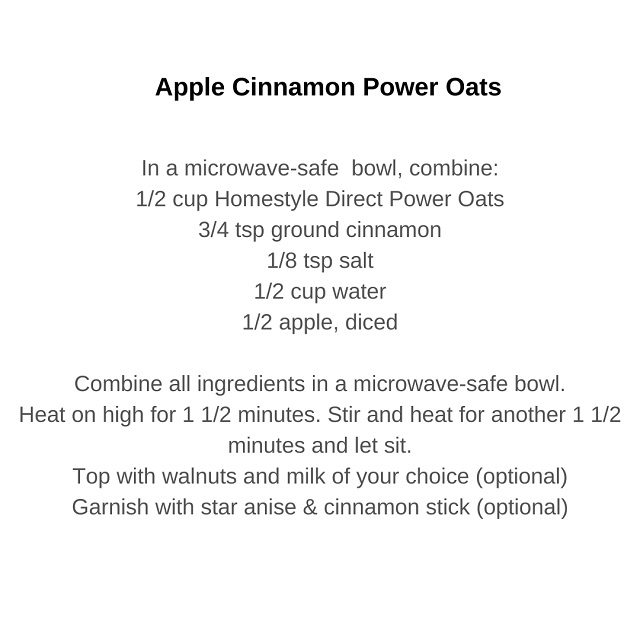 Homestyle Direct Power Oats Recipe... - Apple Cinn Rec c
